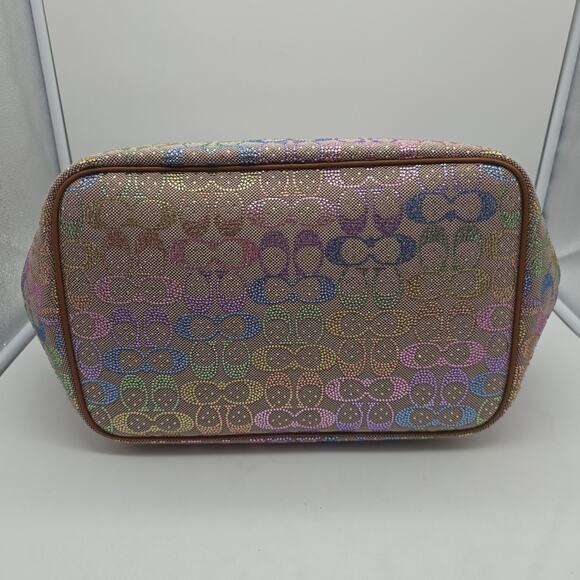 NWT Coach Large Kisslock Frame Bag Rainbow Crystal Signature Jacquard CCX15 - Picture 6 of 9